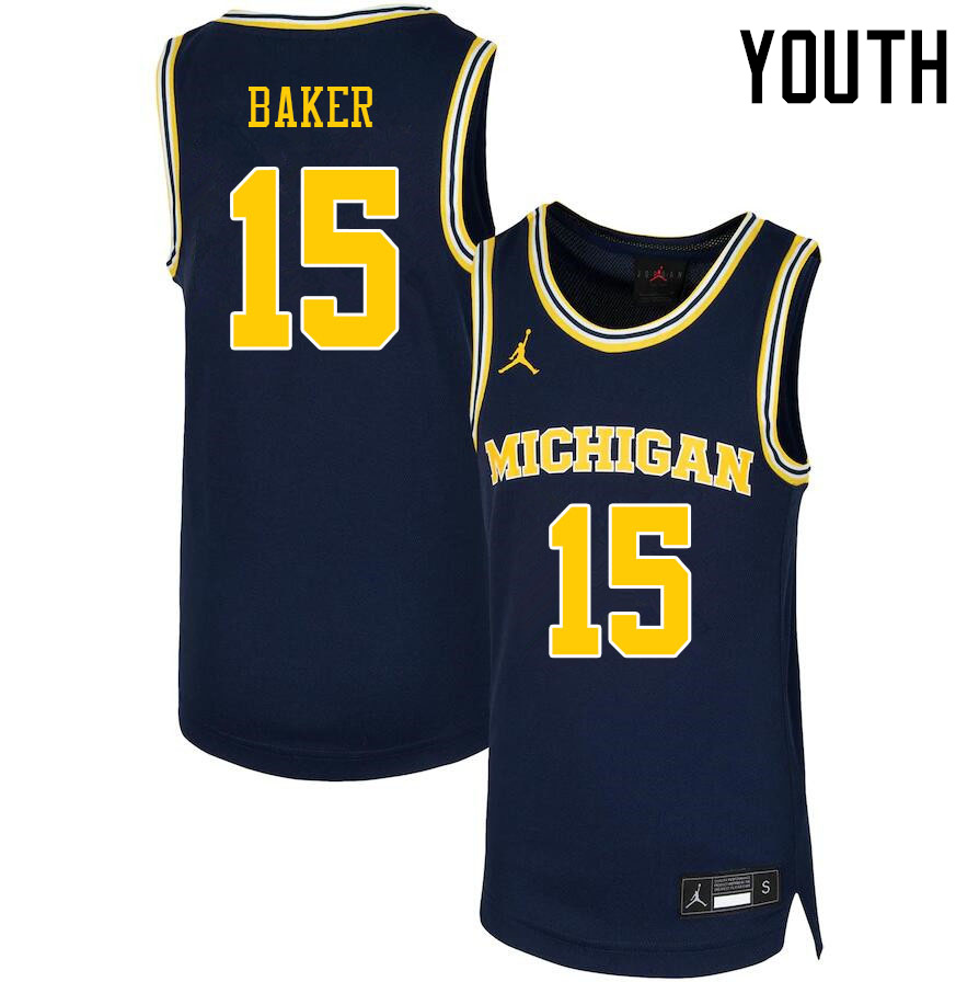 Youth #15 Joey Baker Michigan Wolverines College Basketball Jerseys Sale-Navy